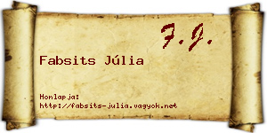 Fabsits Júlia névjegykártya